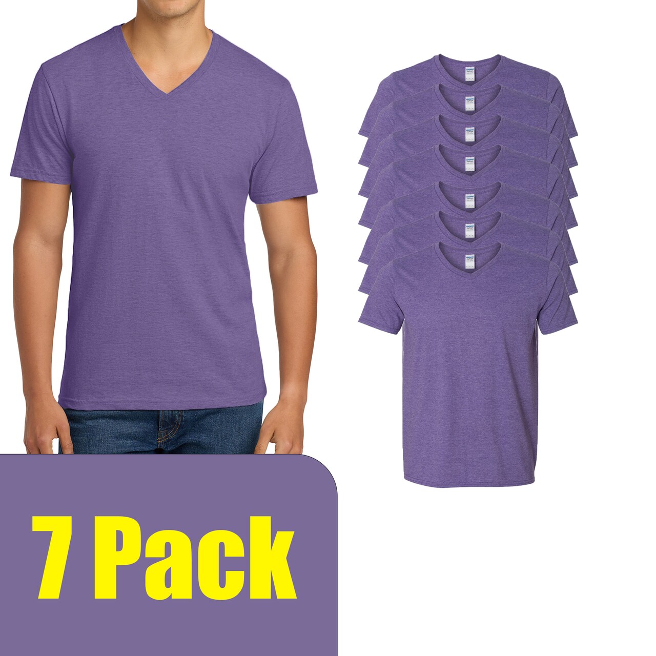Heather Purple Softstyle V-Neck T-Shirt - Gildan, Adult's Craft & DIY Blanks Tee